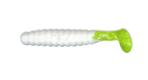 Charlie Brewers 1.5" Crappie/Panfish Slider Grubs 18/pk - White Chartreuse