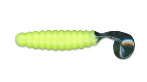 Charlie Brewers 1.5" Crappie/Panfish Slider Grubs 18/pk - Creamy Chartreuse Black Tail