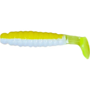 Charlie Brewers 1.5" Crappie/Panfish Slider Grubs 18/pk - Yellow&White Chartreuse Tail