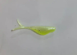 Crappie Slammers 15ct Mini Split Shad - White Pearl Chartreuse Sparkle