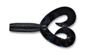 Yamamoto 5" Double Tail Grub 20pk - Blk w/Lg Blue Flk Yamamoto 5" Double Tail Grub 20pk - Blk w/Lg Blue Flk