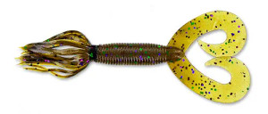 Yamamoto 5" Double Tail Hula Grub Green Pumpkin W/ Large Green & Purple Flake (10 Pack) Yamamoto 5" Double Tail Hula Grub Green Pumpkin W/ Large Green & Purple Flake (10 Pack)