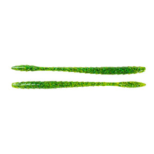 Googan Baits 6.5" Slim Shake Worm 9pk -Chartreuse Pepper w/ Green Fleck