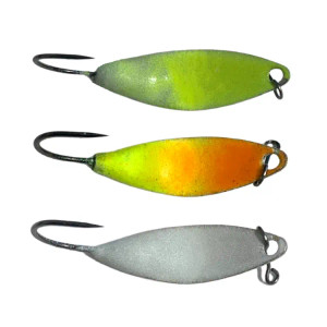Great Lakes Finesse - GLF Taco Spoon 1/16 - Orange Chartreuse Glow Silver Great Lakes Finesse - GLF Taco Spoon 1/16 - Orange Chartreuse Glow Silver