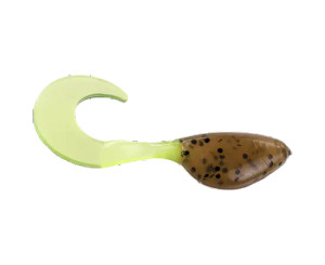 Mr. Crappie ShadPole Curl Tail 15pk - Pumpkinseed Chartreuse