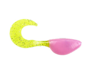 Mr. Crappie ShadPole Curl Tail 15pk - Electric Chicken