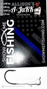 Show-Me Fishing Allison's A-JaKK Umbrella Rig Head 18pk 1/8oz White