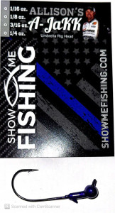 Show-Me Fishing Allison's A-JaKK Umbrella Rig Head 3pk 1/16oz Purple