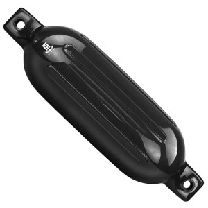 TH Marine - Boater Essentials Ribbed Boat Fender Inflatable - 6.5"x23" Black (Inflated)