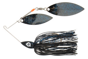 Nichols Lures Pulsator Metal Flake Spinnerbait, Black and Blue, 1/2oz