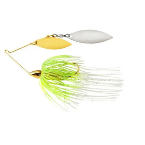 War Eagle Screamin Eagle Gold Frame Double Willow 1/2oz Spinnerbait White Chartreuse