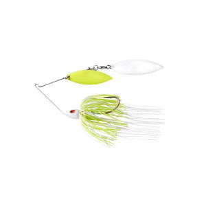 War Eagle Painted Head With Painted Double Willow Blades 3/8oz Spinnerbait  White Chartreuse