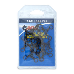 AFW Brass 3-Way Swivels - 105lb;#1/0 SS Rings blk 12pc