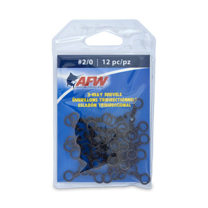 AFW Brass 3-Way Swivels - 110lb;#2/0 SS Rings blk 12pc