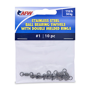 AFW SS Ball Bearing Swivels - 110lb;#1 2WldRg;GnmtlBlk;10p