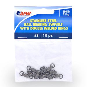 AFW SS Ball Bearing Swivels - 200lb;#3 2WldRg;GnmtlBlk;10p