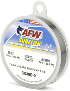 Surflon Leader Wire - 30lb 30' Nyl 1x7 SS Blk
