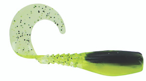 Big Bite CurlyTail Crp Minnr - 2'' Chartreuse Shad 10pk