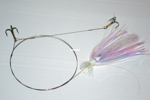 Blue Water Candy - 4x4 Rigged Fthrwgt - #4 Treble Pearl