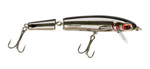 Bomber Jointed Wake Minnow - 5.375'' Chrome/Black Back