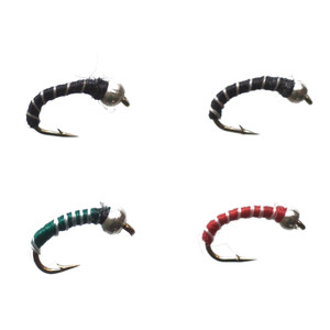 Cortland Zebra Midge - Nymph;Black;Green;Red 4pk