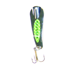 Custom Jigs - Slender Spoon - 1/8oz Nickel;Lime Cht 1pk