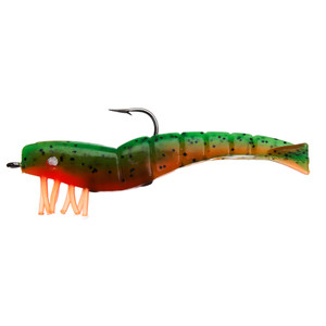 DOA Shrimp Rigged - 4'' Fire Tiger 3pk