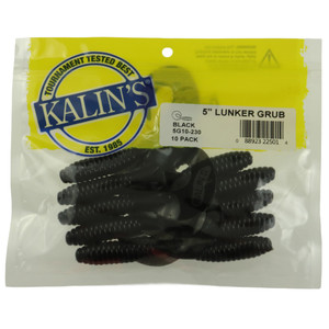 Kalins Lunker Grub - 5'' Black 10pk