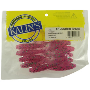 Kalins Lunker Grub - 5'' Cotton Candy 10pk