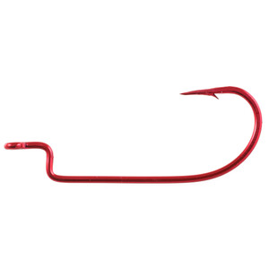 Owner Offset Wide Gap Worm - Size 1/0 Red 6pk