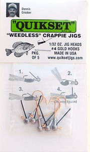 Quikset Weedless CrappieJig - 1/32oz #4 Gold 5pk