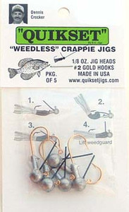 Quikset Weedless CrappieJig - 1/8oz #2 Gold 5pk