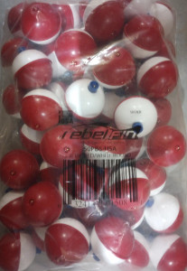 RebelFin USA Bobbers - Round 1.75'' Red-White 50bg