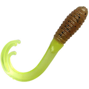 Southern Pro Triple Tip Grub - 2'' Blk/Chartreuse Spk 10pk