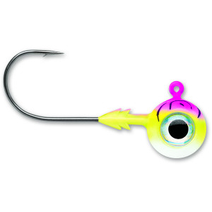 VMC TungstenMoon Eye Jighead - 1/16oz Pink Fire UV