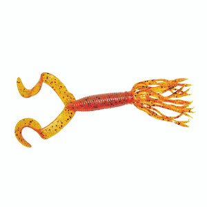 Yamamoto DT Hula Grub - 4'' Pumpkin/Blk&Grn Flk 10pk