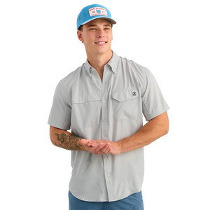 Huk Tide Point Short Sleeve Button Down Shirt Seagull S - H1500171-059-S