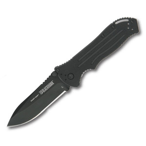 Bear & Son Blackhawk Point Man Sideliner Folding Knife 3-3/8" Drop Point Blade Black - BH15PM201BK