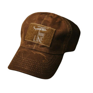 Nine Line Tan American Made Mesh Back Hat with Dropline - EMB17-AMMBHAT-WAXTAN-PATCH