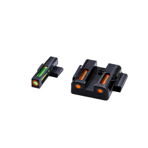 HIVIZ Litewave H3 Tritium/Litepipe Handgun Sight Set for S&W M&P Green with Orange Ring Front Orange Rear - MPN621
