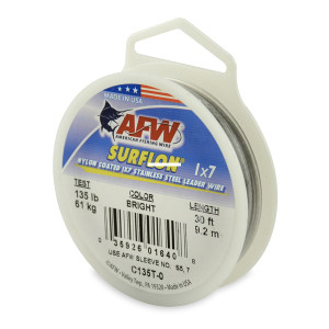 AFW Surflon Leader Wire, 135lb 30' Nyl 1x7 SS Brght