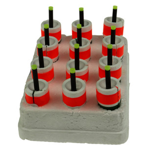 Betts Popping Float: Unwgt, Torpedo 2'' R/G Slotted 12pk