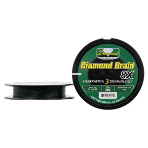 Diamond Braid Gen3 Solid 8X, 50lb 300yd Spool Dark Green