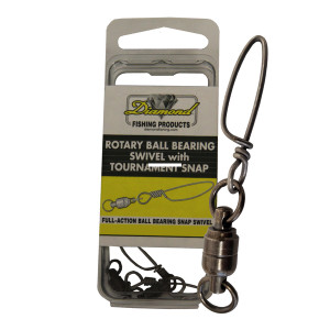 Diamond Rotary BB Swivels, 75lb Tourn Snap Blk Nickel