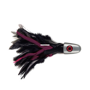 No-Alibi Trolling Feather, 1/4oz Head Blk/Pp Skirt 25pc