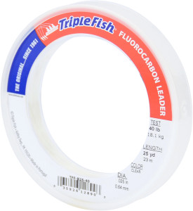 Triple Fish Fluro Leader, 25yd Clear 40lb Test