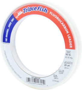 Triple Fish Fluro Leader, 25yd Clear 50lb Test