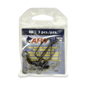 AFW - Ball Bearing Snap Swivel - Dbl Weld Rings Blk 180lb 3pk -