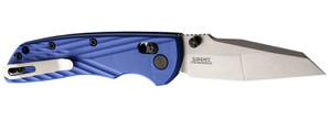 Hogue 24363 Deka 3.25 Folding Modified Wharncliffe Plain Stone Tumbled CPM MagnaCut Steel Blade Blue Textured GRN Handle