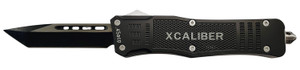 Xcaliber Knife Company 45 ACP Large 3.80 OTF Tanto Plain Black 440C SS Blade 5.30 Steel Handle